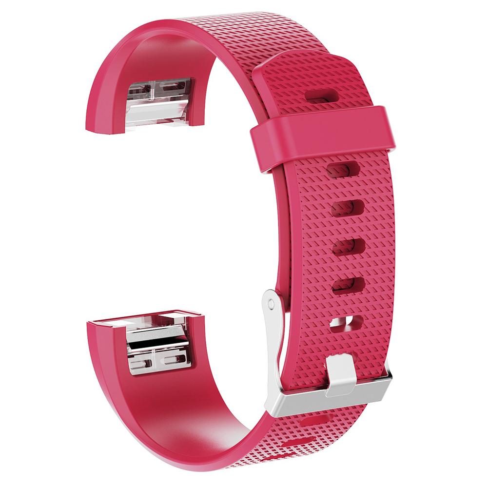 ALLOYSEED Soft Silicone Color Smart Watch Bracelet Band For Fitbit Charge 2 Replacement Wristband Watch Strap For Fitbit Charge2: Rose Red