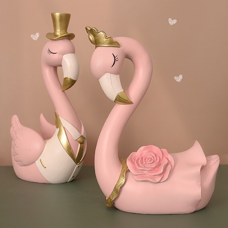 Symbole de Couple de flamands roses de cygne nordique, décoration créative pour la maison, salon, chambre à coucher, décoration de Table