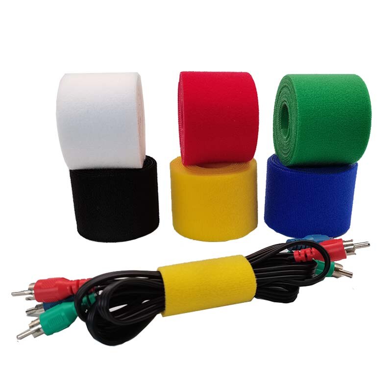 50mm * 2m Kabel Krawatten Magie Klebstoff Verschluss Band Haken und Schlaufen Clip Draht Linie Tabelle Band Klebrige Band Farbe