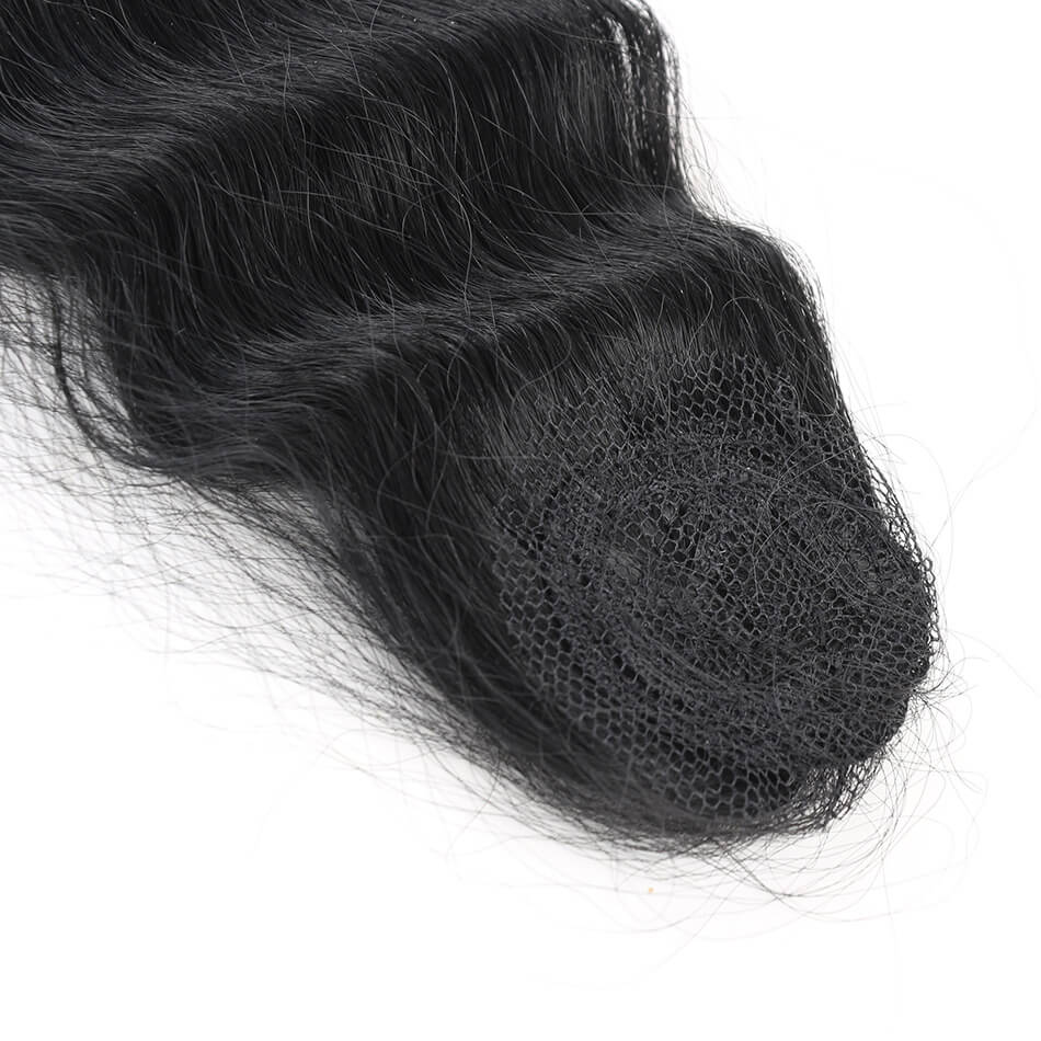 RYLAI Synthetic Body Wave Hair Bundles 16" -20‘‘ 1B＃ Hair Extensions 3Pcs Hair Bundles With 1Pcs Top Lace Closure