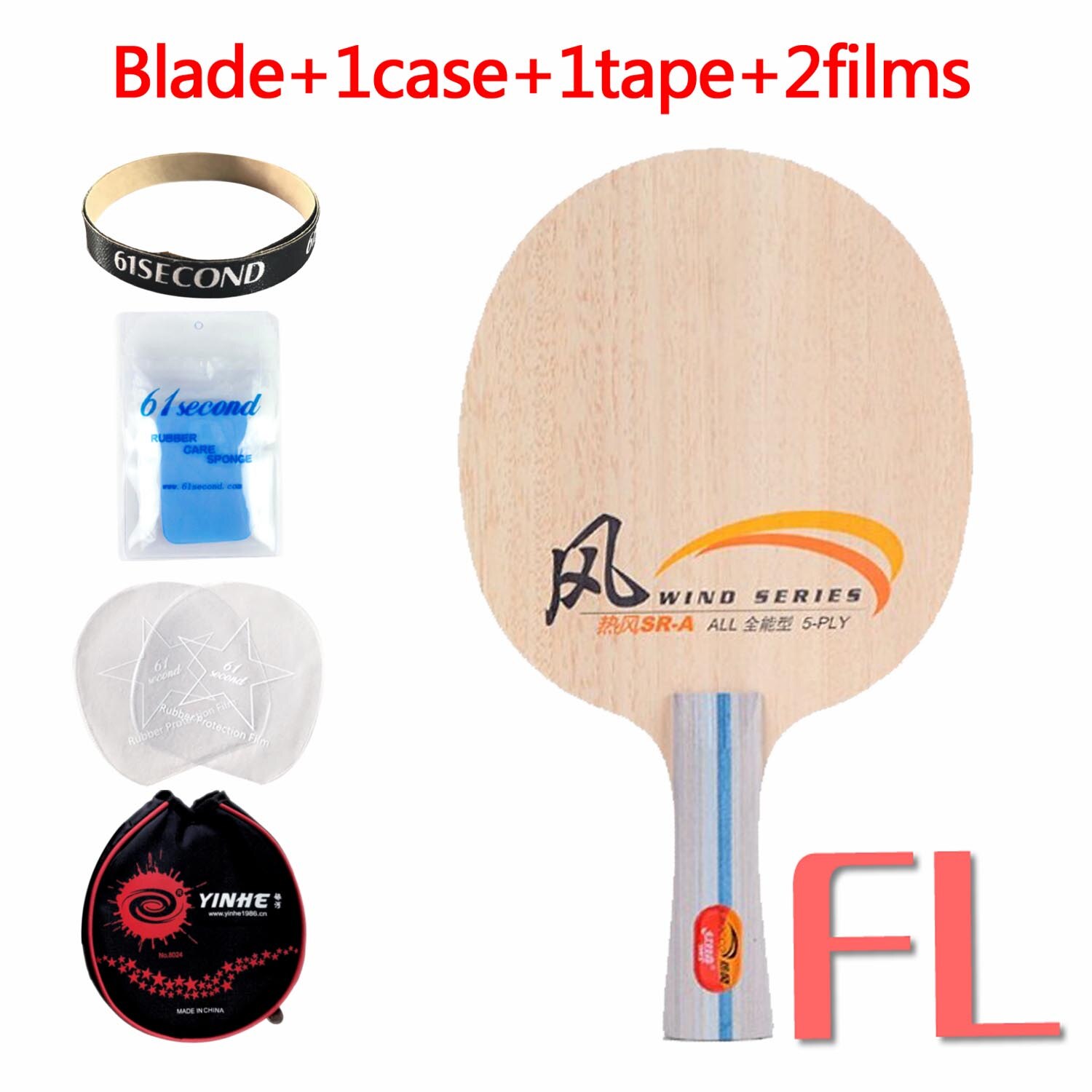 DHS WIND SERIES SR-A allround SIROCCO 5 PLY Pure wood for Beginners Rackets ping pong bat paddle tenis de mesa: FL with YBM case