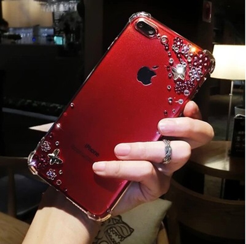 For iPhone 11 12 mini Pro MAX XS Max X 8 7 6 6S Plus Case Luxury Bling Rhinestone Diamond Crystal Transparent Cover Case