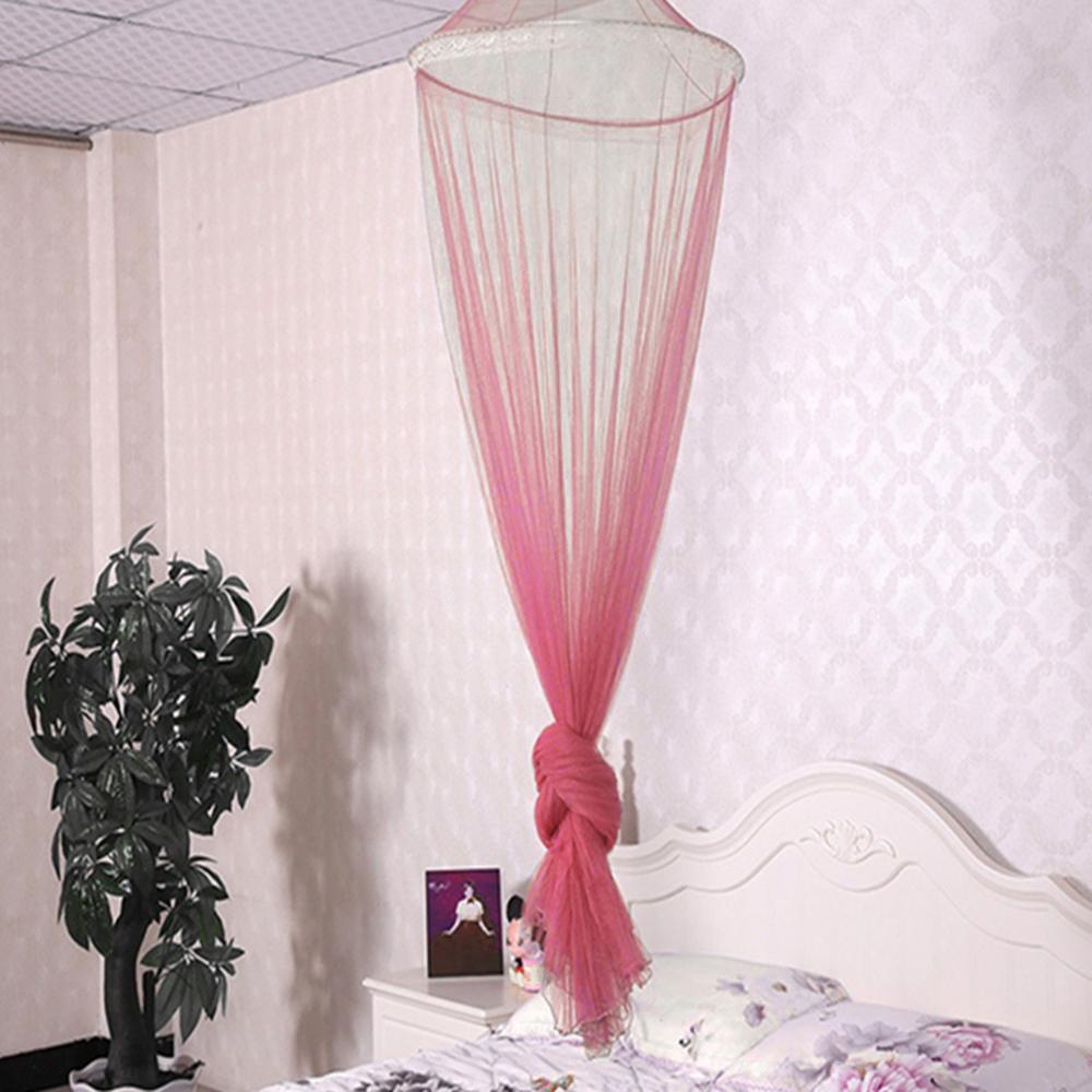 Summer Round Lace Anti-mosquito Bed Canopy Netting Curtain Polyester Mesh Fabric Home Textile Hung Dome Mosquito Net: Red