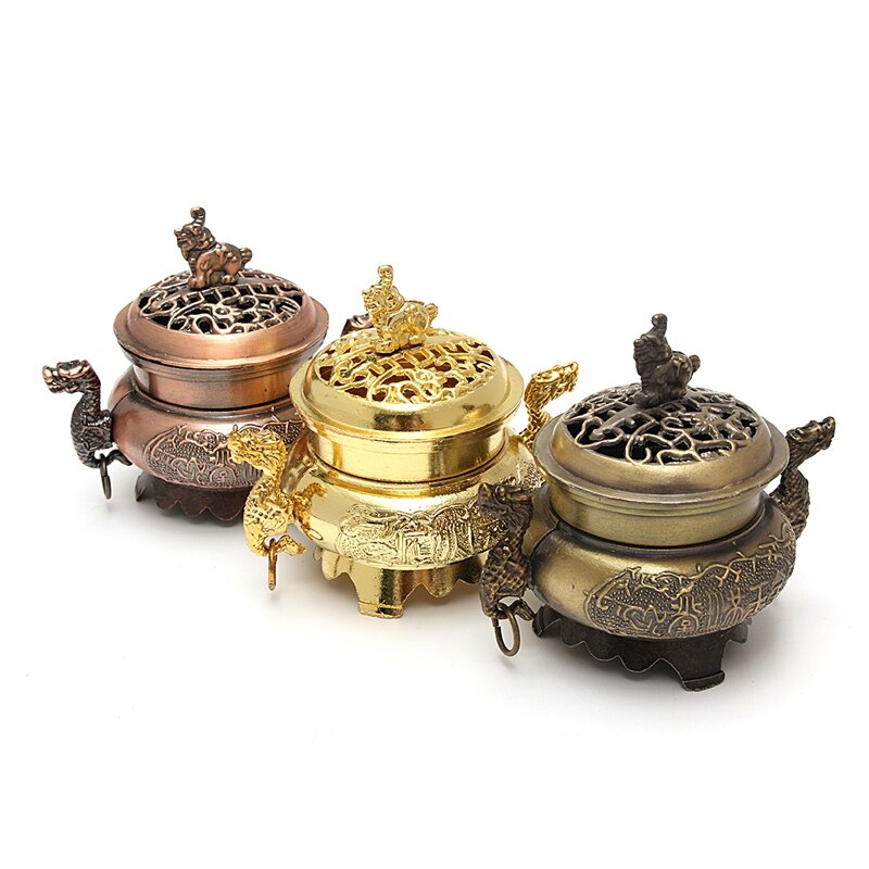 1Pc Vintage Tibetaanse Stijl Mini Legering Bronzen Wierookbrander Censer Metal Craft Home Decor Boeddhistische Woonkamer Levert