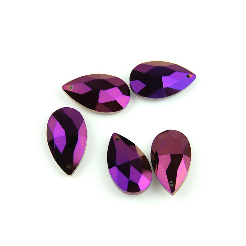 Coating Purple Color 10 Pieces 38mm Crystal Teardrop Prism Feng Shui Glass Parts Hanging Pendant Lighting Accessories