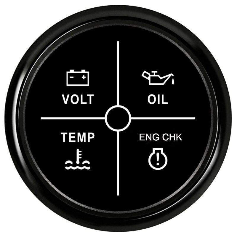 52Mm 4 Led Alarm Gauge Meter Water Temperatuur Volt Olie Druk Check Engine Indicator Water Temp Gauge Voor Auto boot Marine: BN