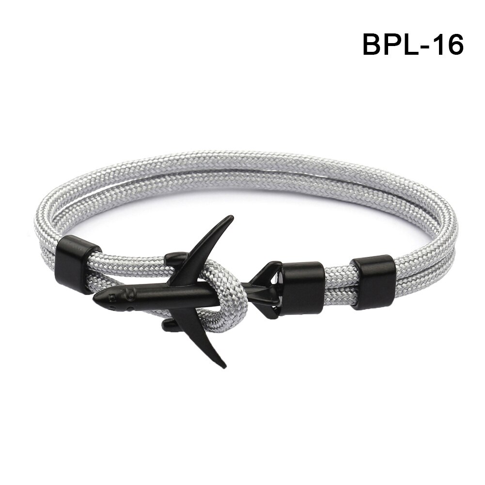Airplane Anchor Bracelet Men Polyester Wrist Rope Bracelet Sport Jewelry BMF88: bpl-16