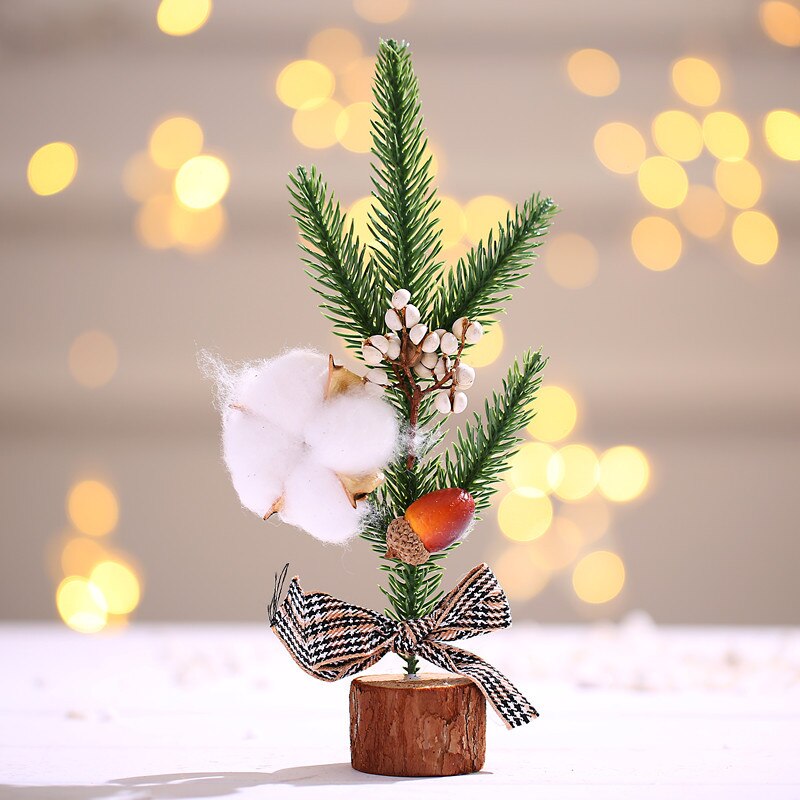 25CM Miniature Christmas Tree Decorations Desktop Atmosphere Layout Simulation Festive Family Decor Simulation Christmas Tree: cotton