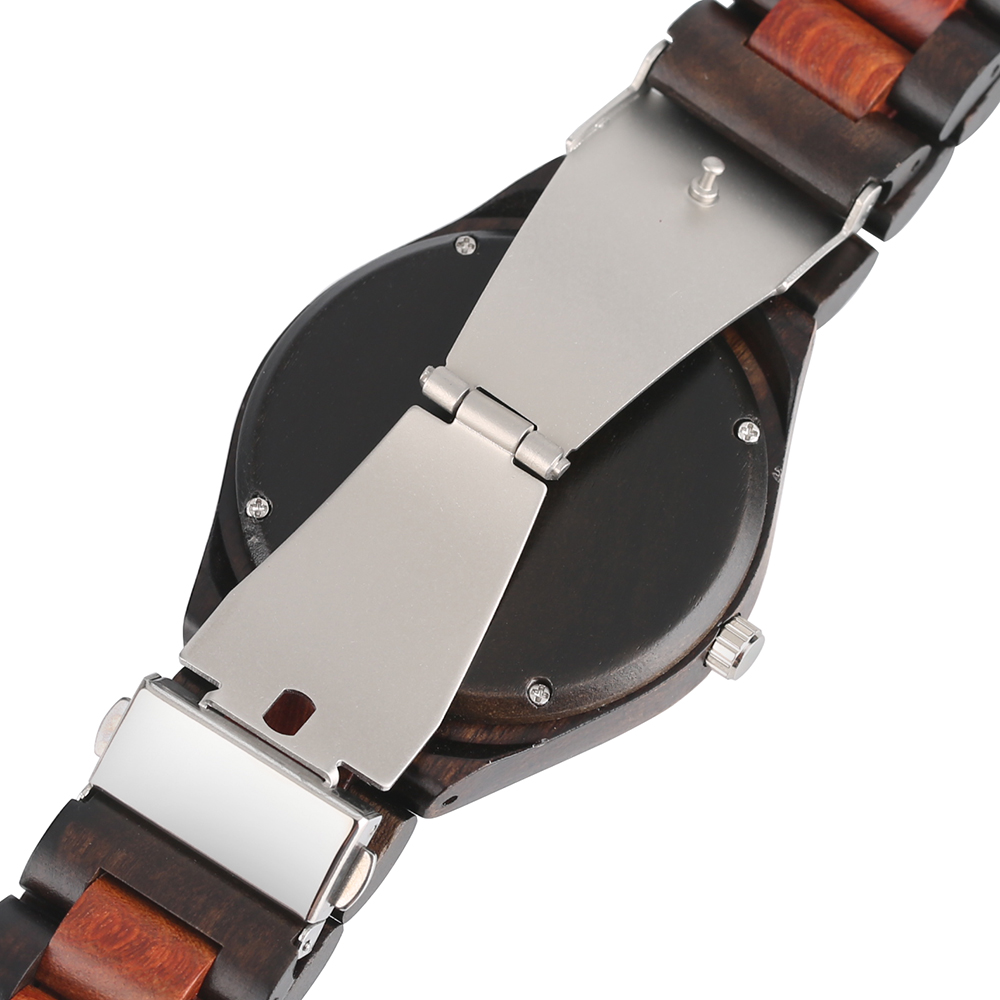 Houten horloges volledig houten band saffierblauw/donkerbruine wijzerplaat quartz horloge handgemaakte polshorloges heren dames