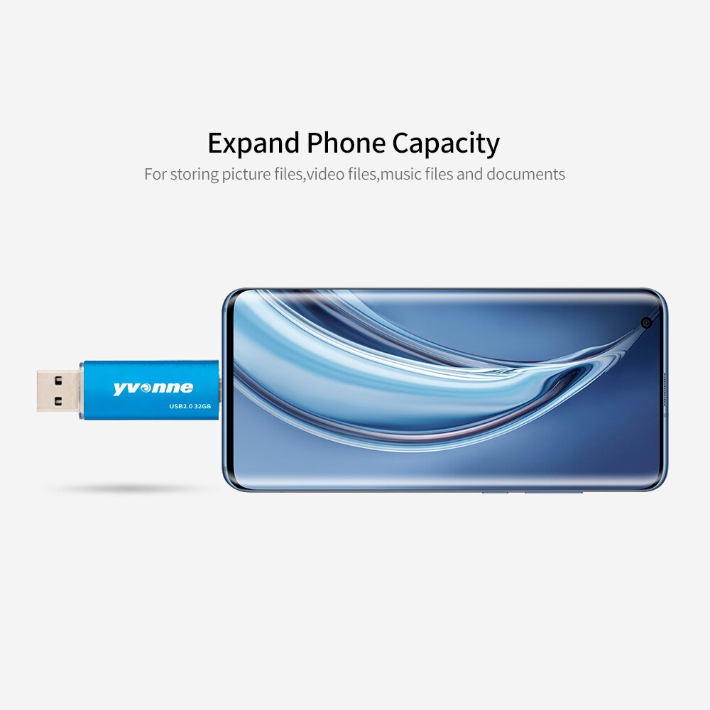 Yvonne  yt601-2 usb 2.0 u- schijf 128gb otg dubbele poorten multifunctionele usb-stick voor telefoon/pc/laptop zwarte stick