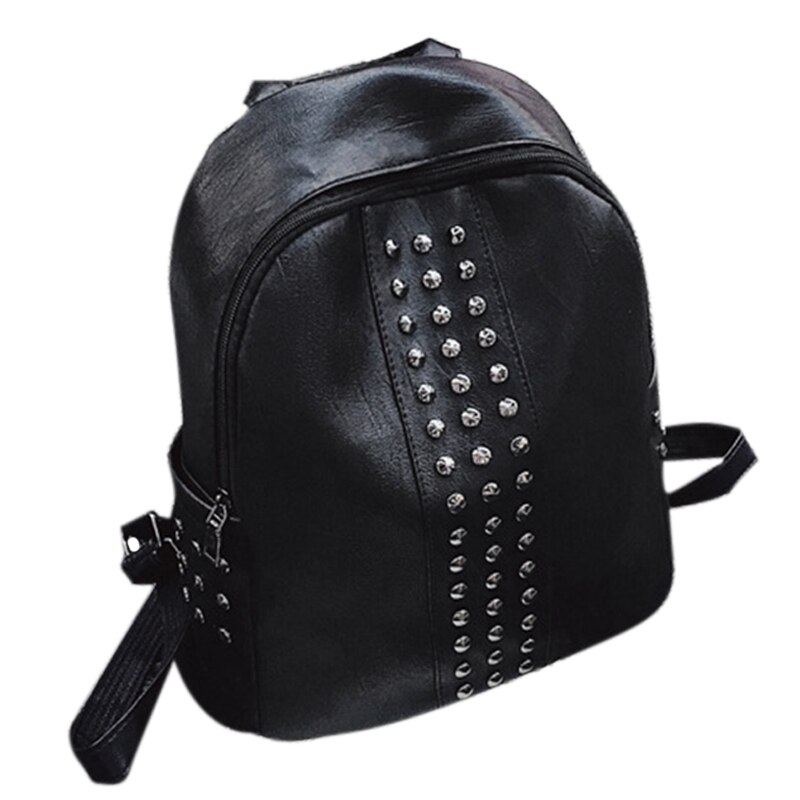 Klinknagel Versierd Vrouwen Rugzak Mode Punk Stijl Pu Leer Student Schooltas Outdoor Rugzak