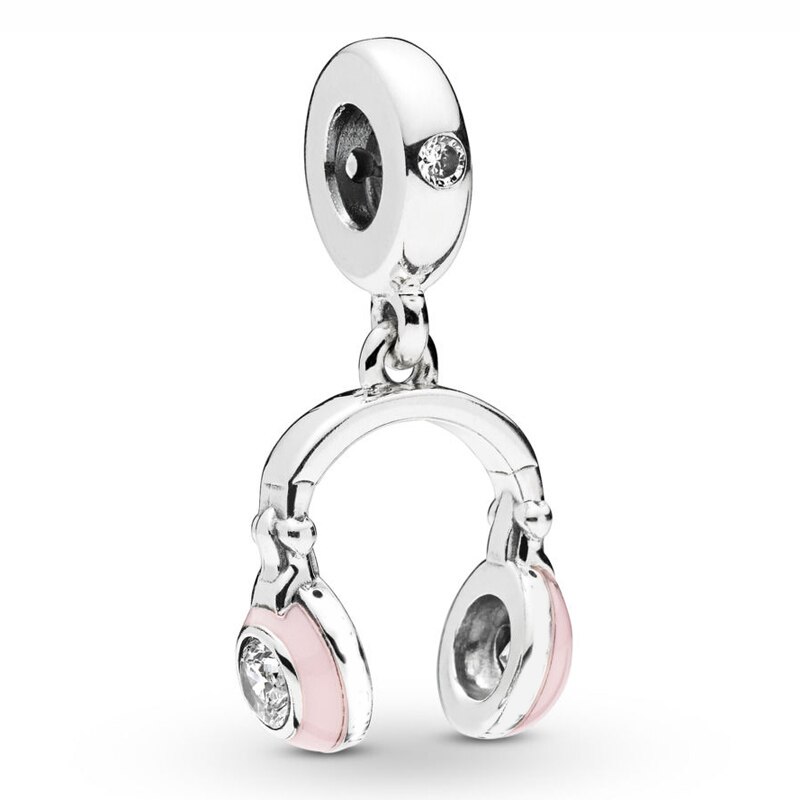 Moda brilhante bicicleta artistas paleta fones de ouvido sinos pingente contas 925 prata esterlina encantos caber pulseira jóias diy: P-D-2420