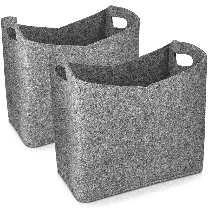 Filt brændekurv 40 x 23 x 39.5 cm -  pejs brændepose brændeholder med bærehåndtag til træ, avis, magasin, legetøj - s