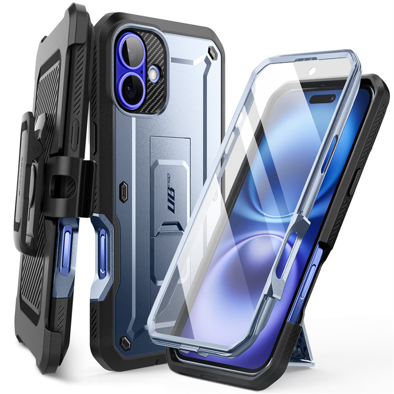 SUPCASE For iPhone 16 Case 6.1" ) UB Pro Full-Body Heavy Duty Rugged Phone Case with Built-in Screen Protector: Blue