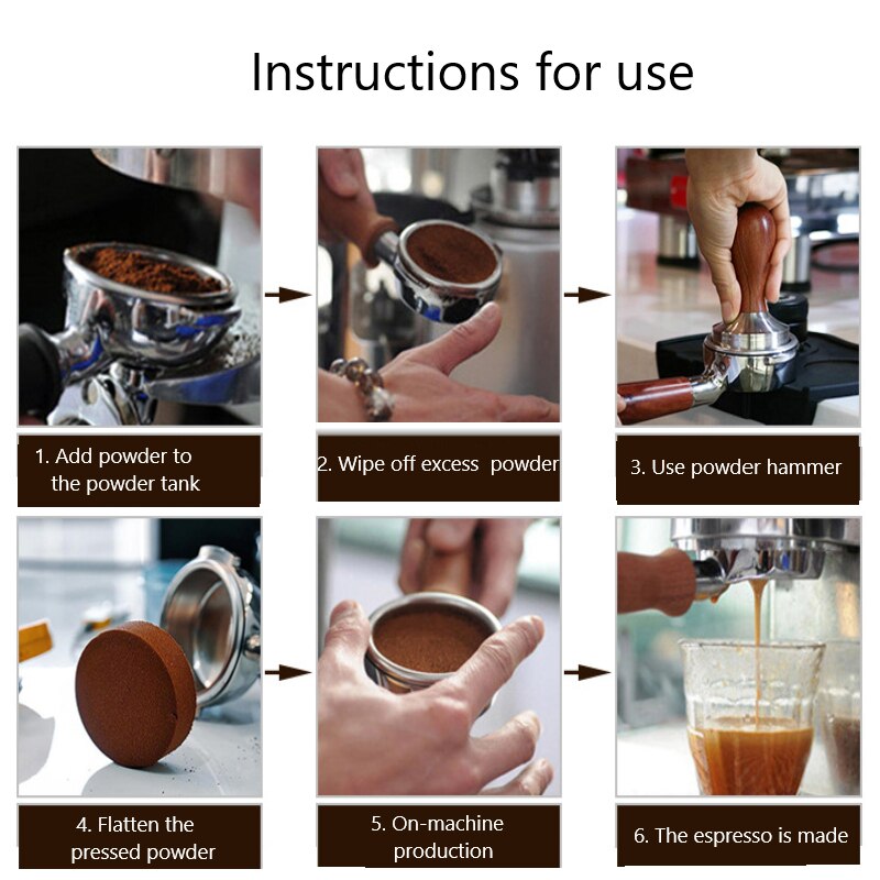 Stainless Steel Coffee Powder Presser Wooden Handle Thread Flat Bottom Powder Press Coffee Machine Powder Press Hammer Tampers