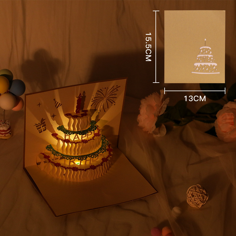 3D Music Birthday Card For Girl Kids Wife Husband Pop-Up Greeting Cards Postcards Handmade Greeting Card: YHK03
