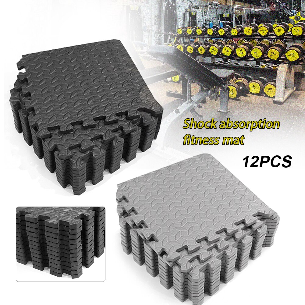 12pcs Thickened Interlocking Exercise Floor Mat Fitness Equipment Tiles Portable Home Gym EVA Foam Shock Absorbing Workout