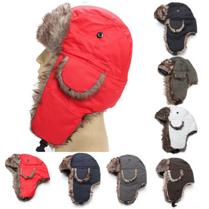 Brand Unisex Trapper Bomber Warm Russian Trooper EAR FLAPS Winter Ski Hat Men Women Cap Bomber Hats