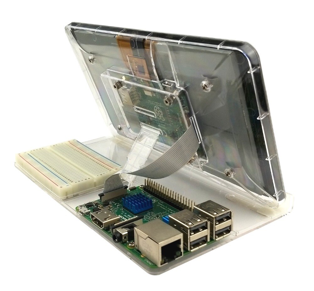 7 Inch Touch Screen Display Transparent ABS Case for Raspberry Pi With Adjustment Stand Protective Shell