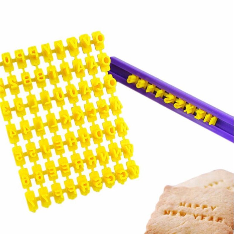 Alfabet bogstav nummer småkage tryk stempel præge udskærer fondant form kage bageforme værktøj rund skærer stencil cookies