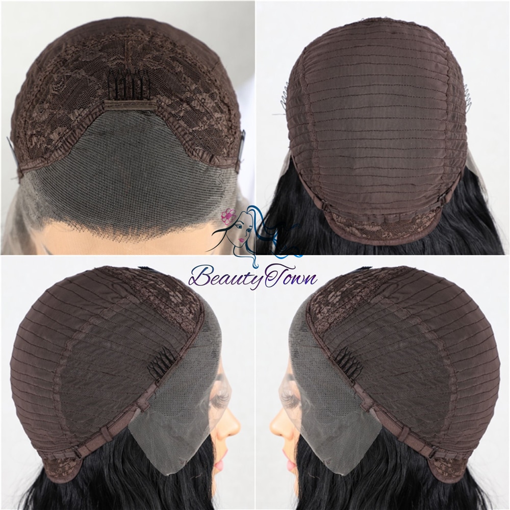 Beautytown mörk ombre lila naturlig kropp vågigt hår bloggare daglig makeup drag queen bröllopsfest kort syntetisk spets främre peruk