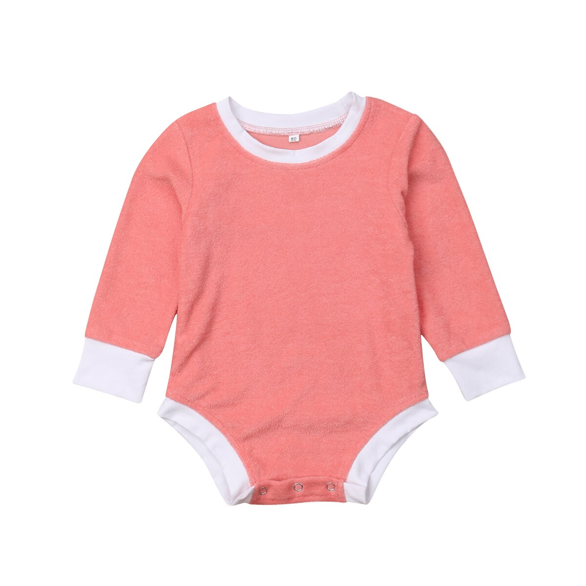 Brand 0-18M Infant Baby Girl Boy Autumn Casual Bodysuits Long Sleeve Solid Jumpsuits Patchwork Cotton Clothes 2 Colors: Pink / 18M