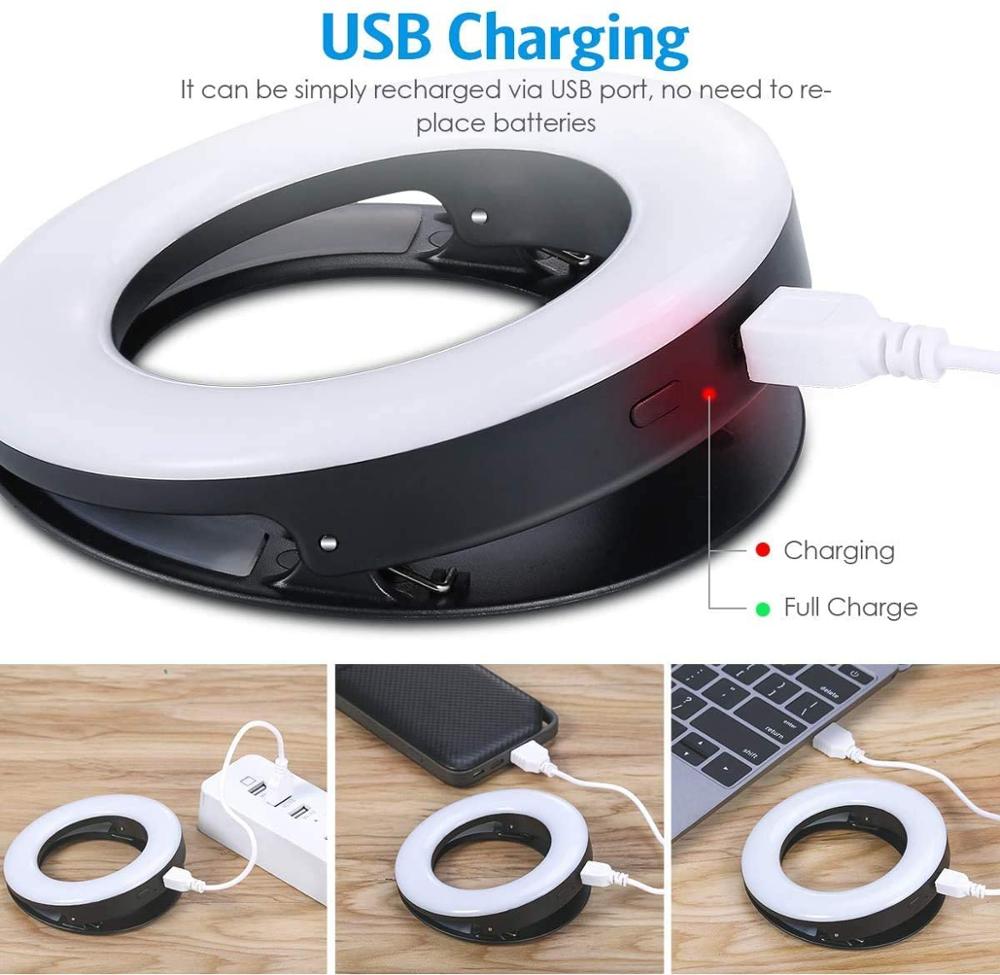 Selfie LED Lamps Selfie Ring Light For iPhone Andriod Supplementary Vlog Ring Light Selfie Fill Light Enhancing USB Charge