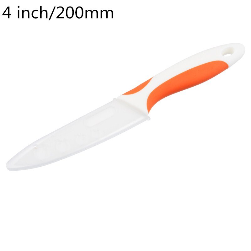 3/4/5 Inch Ceramic Kitchen Knives White Blade Colorful Handle Paring Pare Peel Slice Cooking Tool Ceramic Knife: 4 inch orange