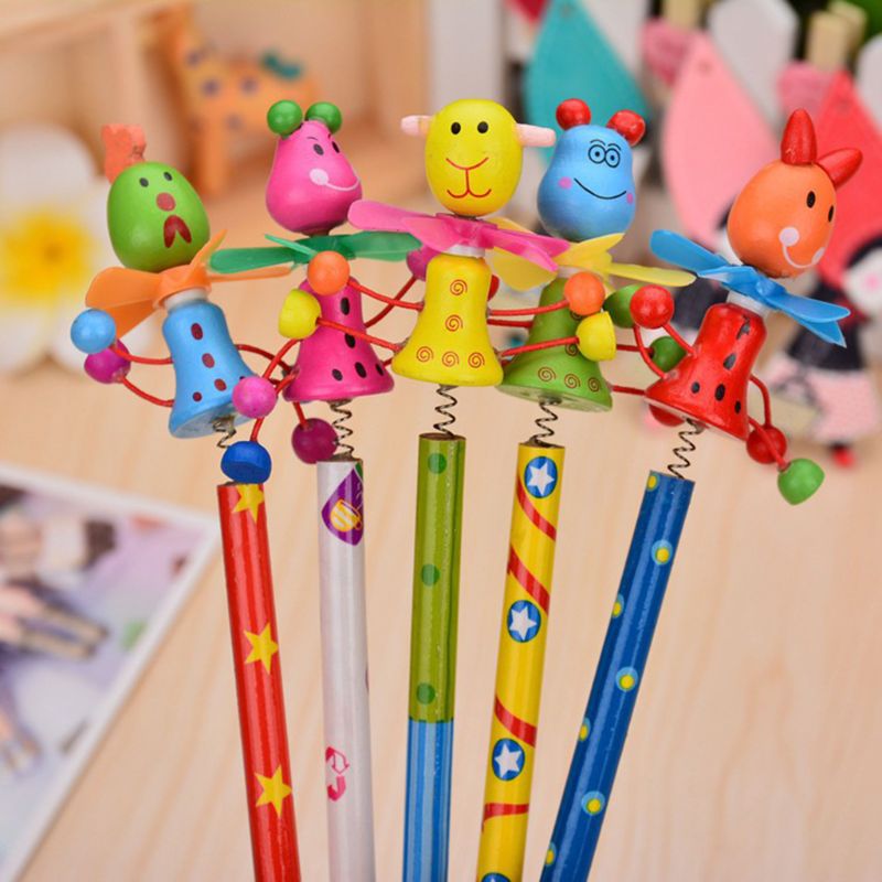 Wooden Windmill Cartoon Animals Pencil Kawaii Student Pencils Student Children Kids Personality Art Supplies