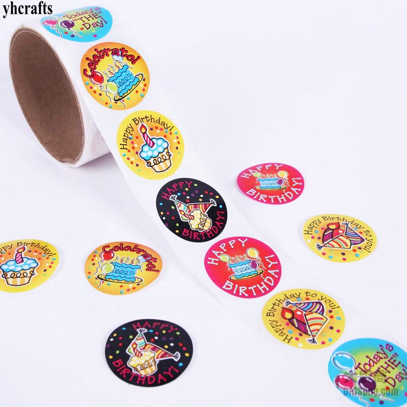 1 Roll(100PCS)/LOT. Dinosauro adesivo di carta carta per Bambini fai da te giocattolo kit Scrapbooking Del Mestiere materiale Scuola Materna artigianato regalo Di Compleanno 20 di disegno: 100PCS birthday