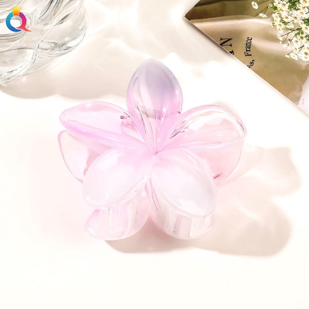 Pinza para el pelo de flor grande transparente, Color degradado, pinzas en forma de flor Simple, accesorios para el cabello, horquilla para cola de caballo: Gris