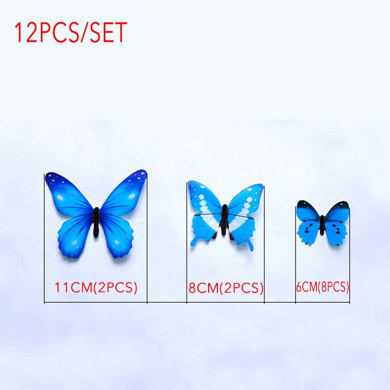12 pièces lumineux 3D papillon Stickers muraux décor à la maison bricolage lueur dans le noir autocollant autocollant pour enfants chambre décoration de fête de mariage