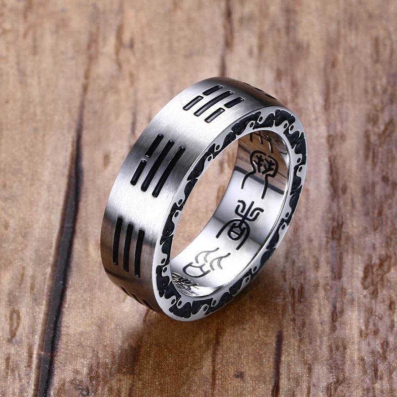 Vnox kina bagua ying yang ring för kvinnor män högpolerat rostfritt stål graverade kinesiska tecken bokstäver ringar smycken