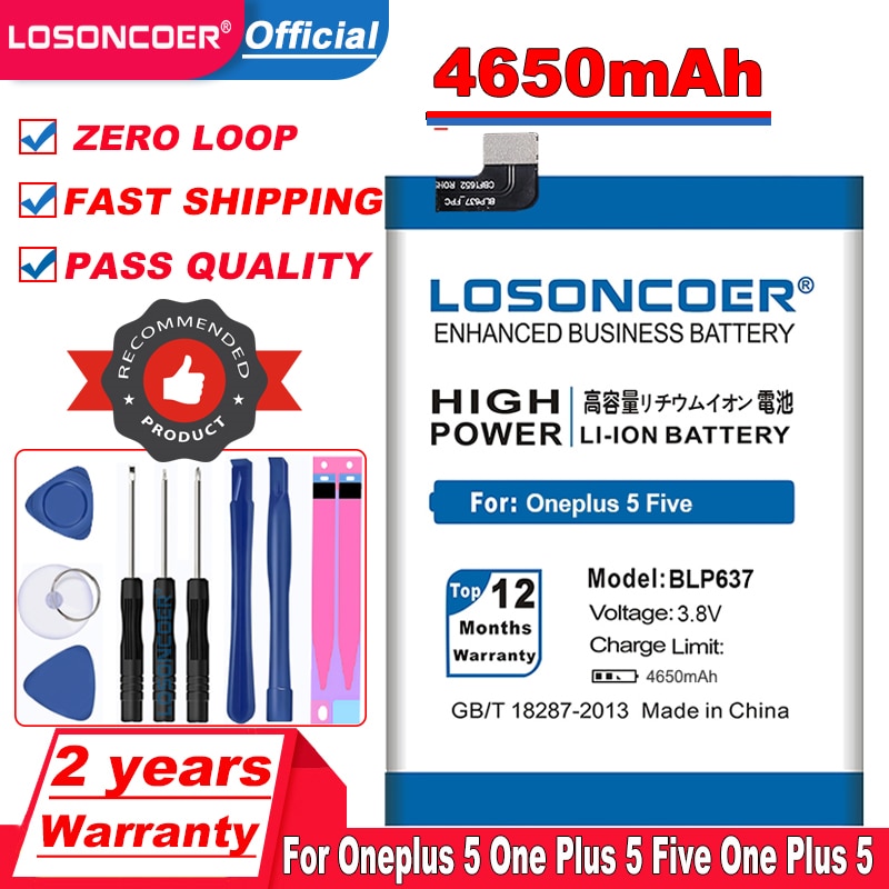 Losoncoer 4650 Mah BLP637 Batterij Voor Oneplus 5 Een Plus 5 Vijf Een Plus 5 Batterij + Tracking Nummer