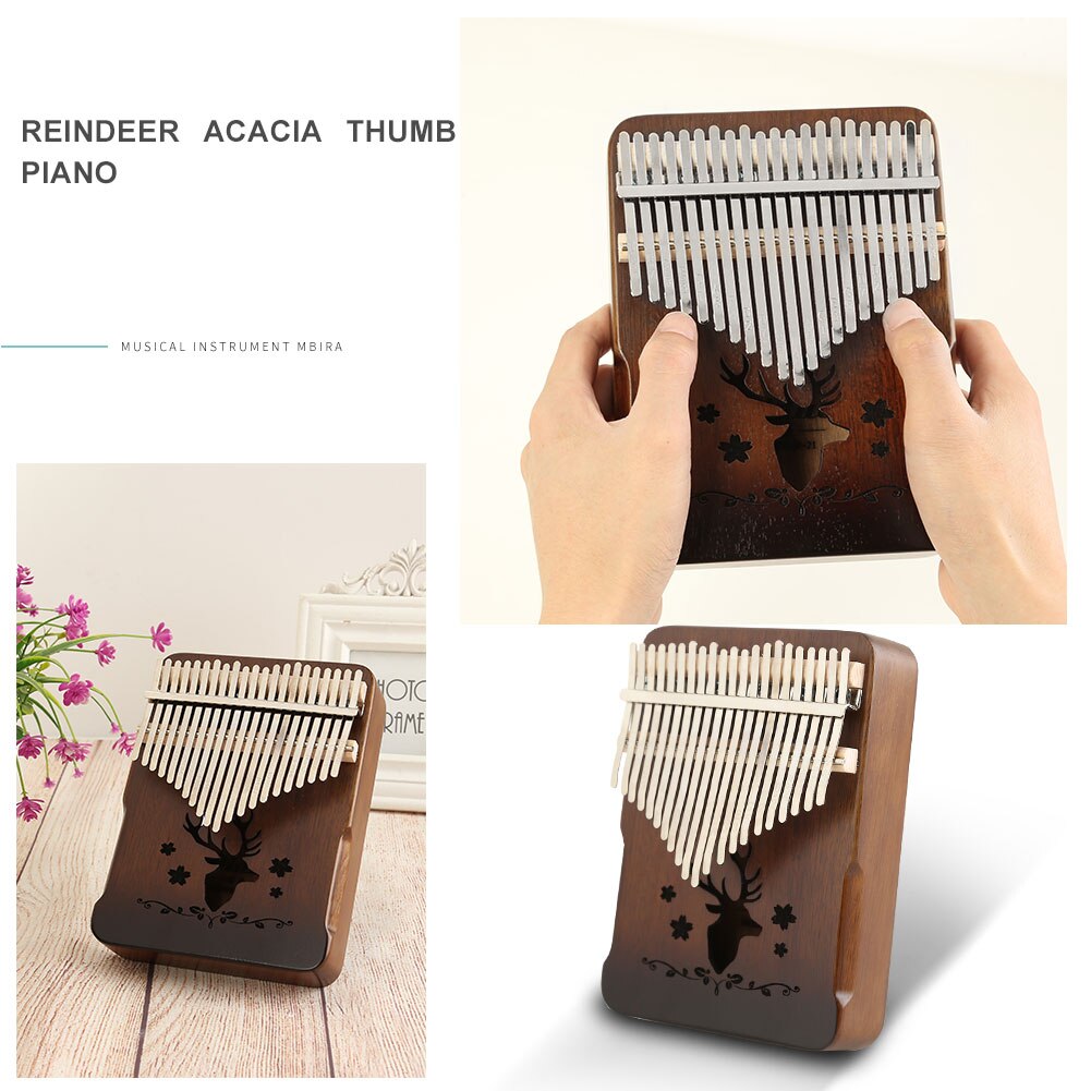 21 tasten Rentier Kalimba Instrument Akazie Daumen Finger Klavier Afrikanische Sanza Mbira mit stimmen Hammer Aufkleber für Anfänger freundlicher