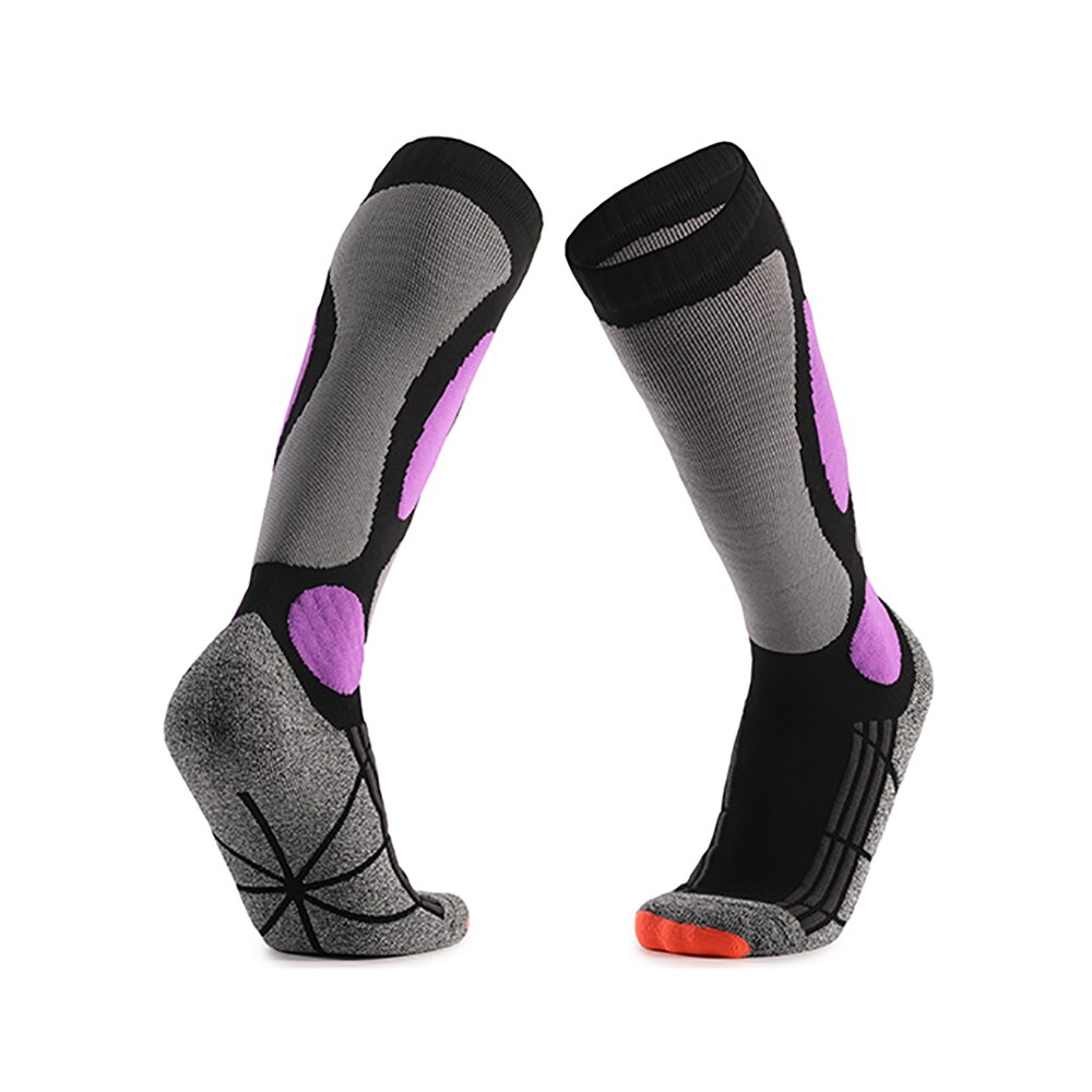 Meias esportivas inverno worm térmica meias de esqui para esportes ao ar livre ciclismo escalada caminhadas acampamento snowboard meias macias: purple