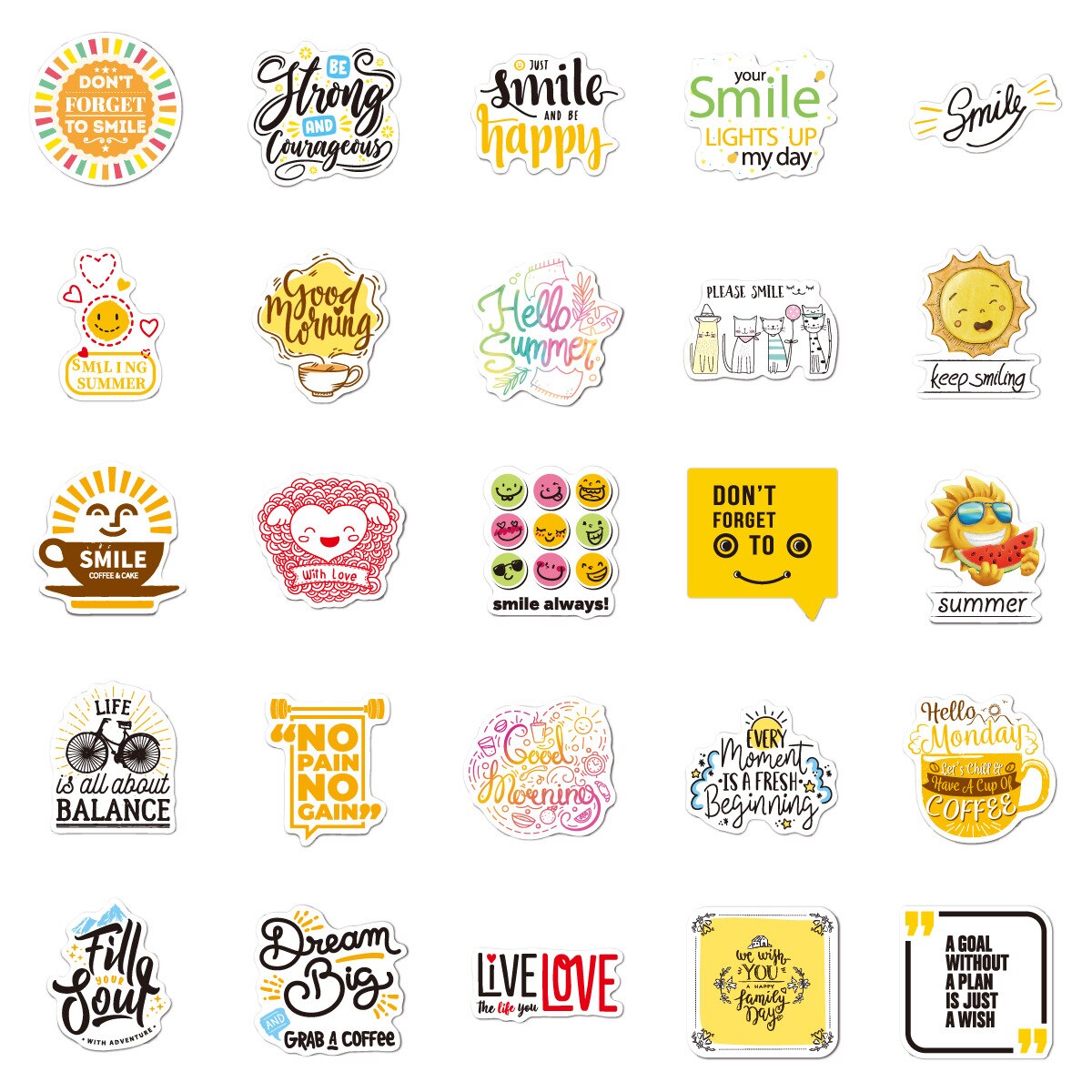 50pcs Inspirational Stickers Motivational Phrases Sticker Waterproof Aesthetic Pack for Laptop Travel Luggage Stickers