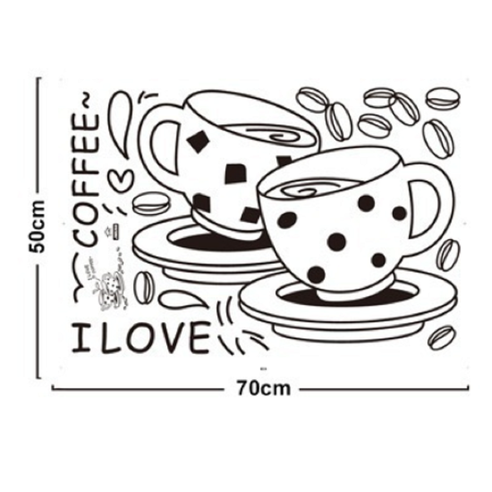 I Love Coffee Wall Decal Removable Cute Coffee cup wall sticker Kitchen Restaurant vinyl wall sticker