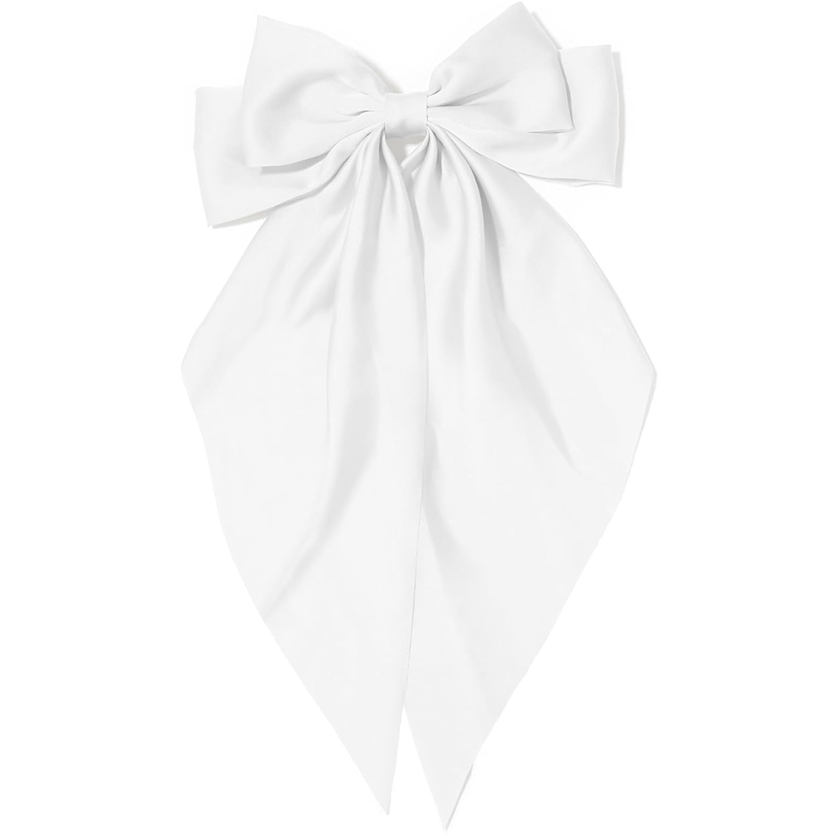 Grampo de cabelo com laço rosa feminino, grande laço de cetim branco, clipe de jacaré de cauda longa, laço de cabelo grande para meninas adequado para aniversário de casamento dan: Branco