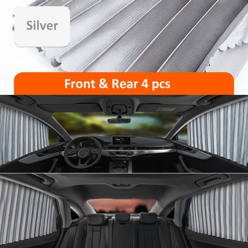 2 STUKS Magnetische Auto Zonnescherm Gordijn Auto Venster Zonnescherm Privacy Zon UV Bescherming Venster Schild Auto-interieur Accessoires: Oranje
