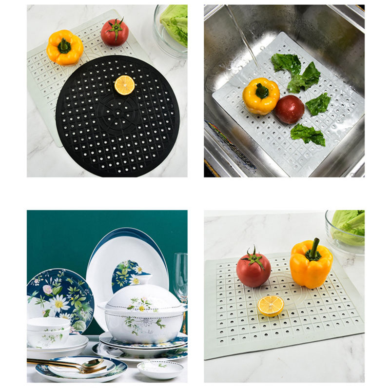 Zachte rubberen gootsteenmat Antislip Thuis Warmte-isolatie Drogen Protector Cover Quick Drain Pad Home Keukenaccessoires Gootsteenpad