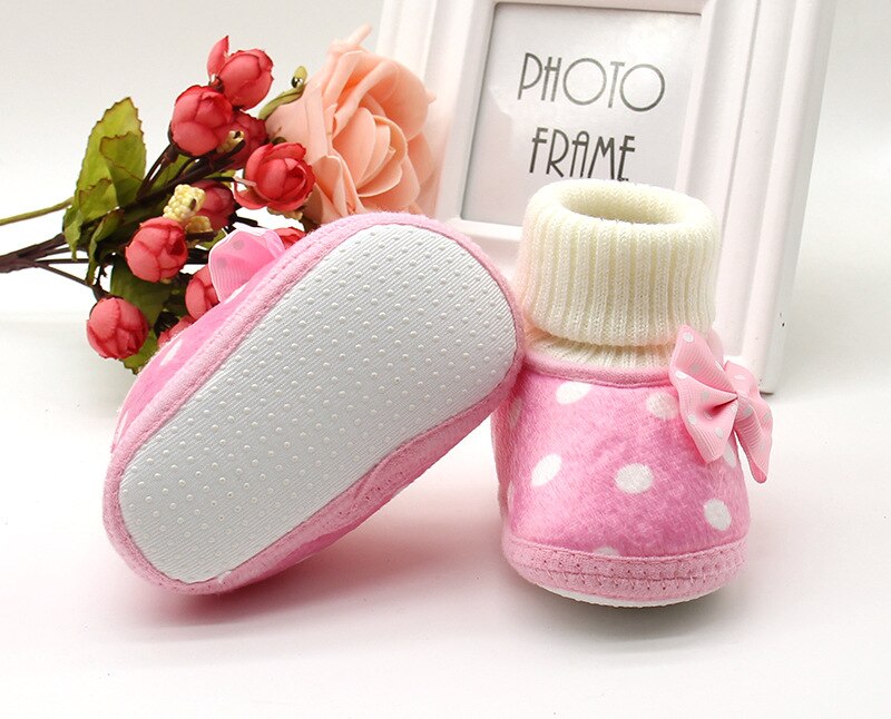 0-24M Baby Winter Boots Boys Girls Slippers Cozy Fleece Booties Toddler Winter Socks with Non Slip Bottom