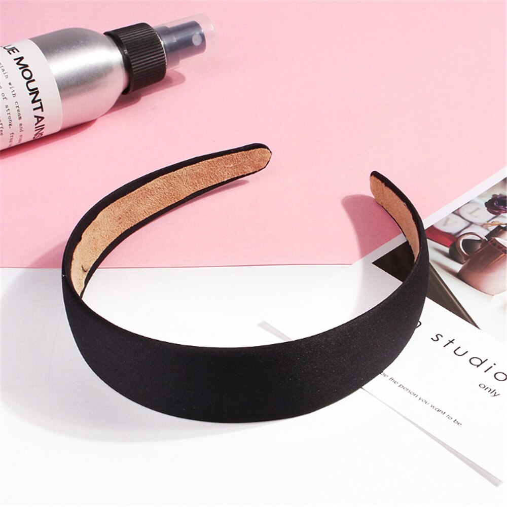 1PC Plastic Canvas Brede Hoofdband Haarband Hoofddeksels Solide Haaraccessoires Voor Vrouwen: black