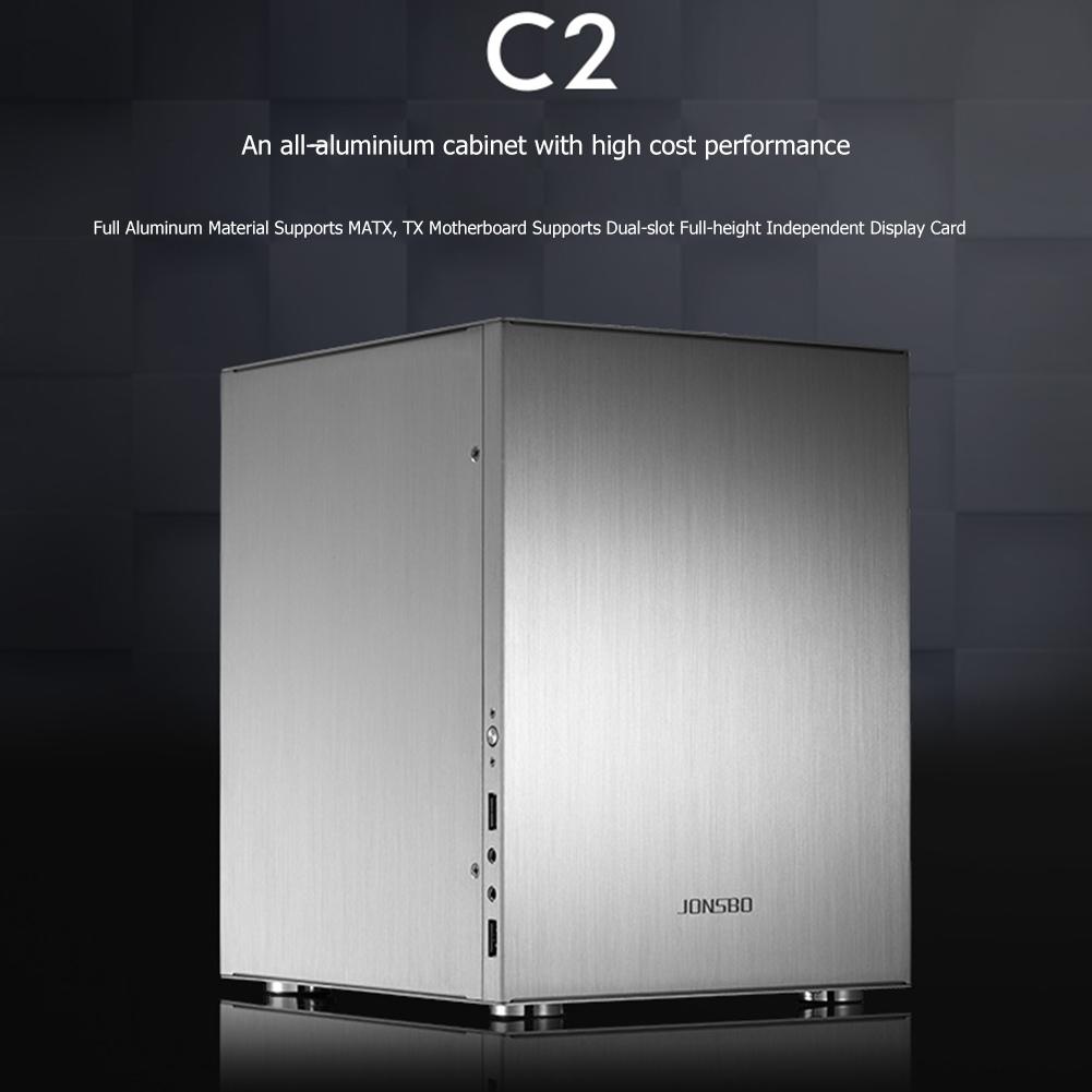 Jonsbo C2 Aluminium Computer Fall Desktop PC Chassis für Mini ITX microATX Chassis Unterstützung ATX power 3.5 ''HDD USB 3,0