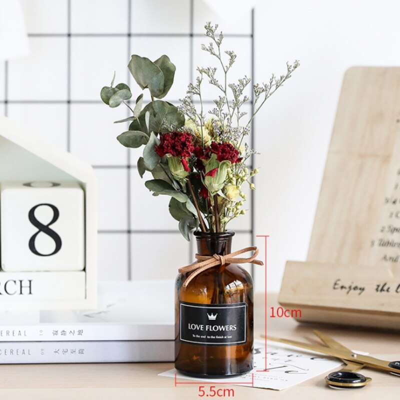 Brun tørret blomstervase fotorekvisitter skydning bryllup blomsterdekoration buket-brun tørrede blomster huspynt vase