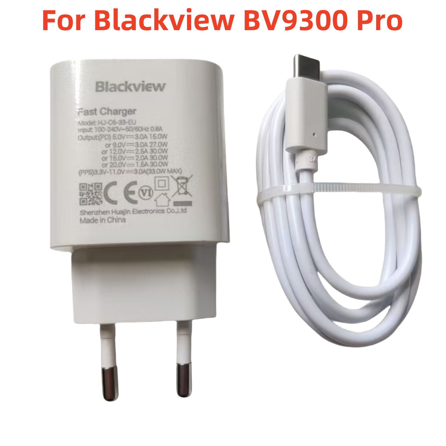 Paquete de cargador rápido Original para Blackview BV9300 Pro con adaptador de CA, adaptador de enchufe de la UE y cable USB: Azul