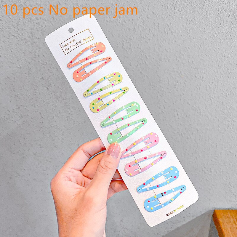 10/12pcs Cute Baby Girl Hair Clips Cartoon Snap Button Candy Color Star Shape Hair Clip Non-Slip Baby Clip Kids Accessories: 02