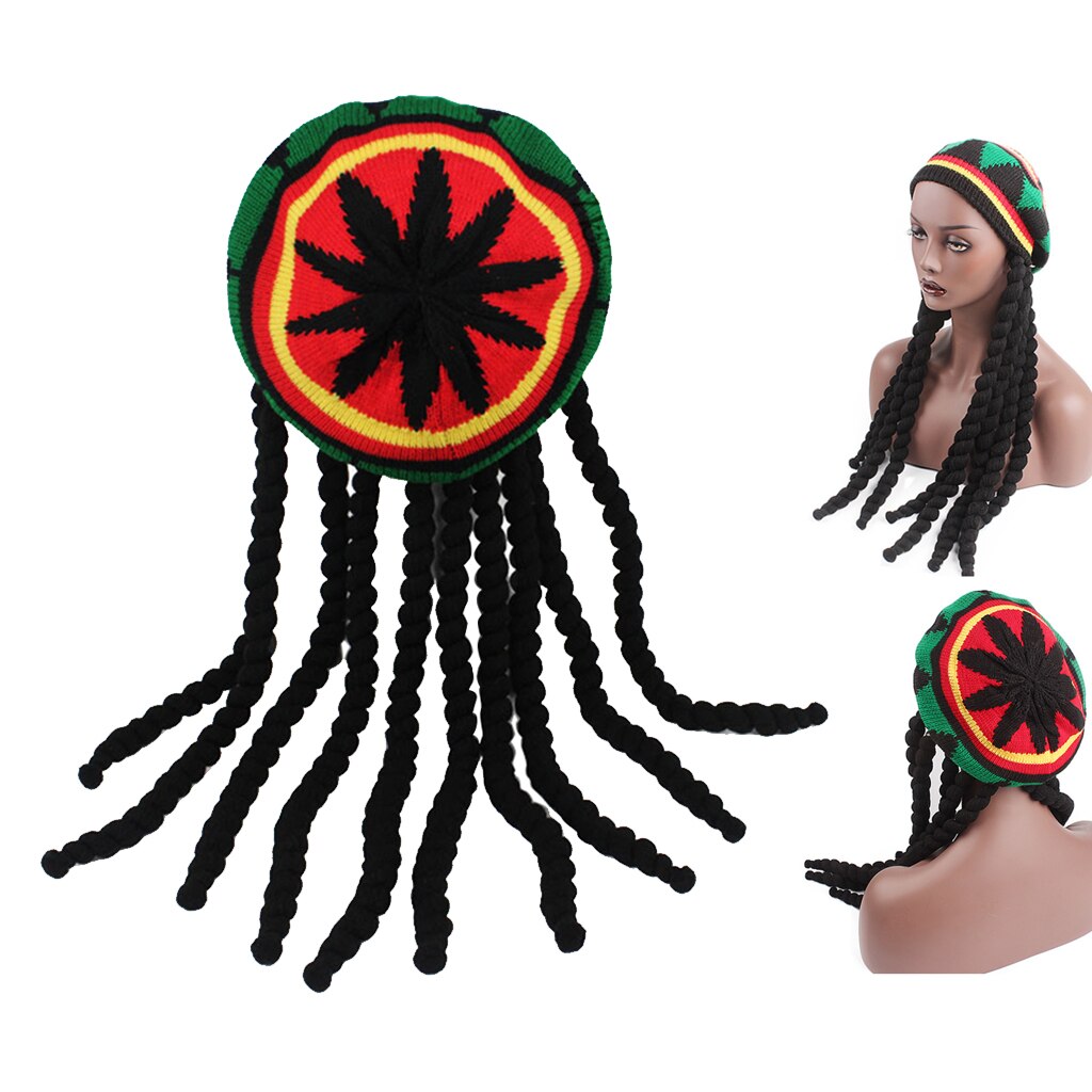 Rasta Dreadlock Reggae Jamaican Hat Rasta Wig Cap for Adults