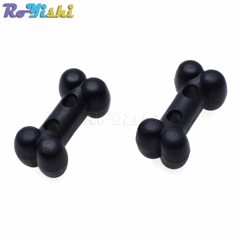 100 stks/pak Plastic Hond Bot Vorm Button Cord Lock Toggle Stopper Zwart