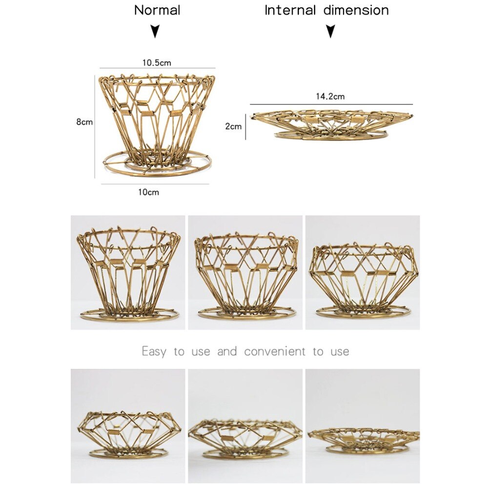 Coffee Filter Holder Foldable Stainless Steel Cone Coffee Dripper Paperless Permanent Pour Over Coffee Tea Filter Basket Tools
